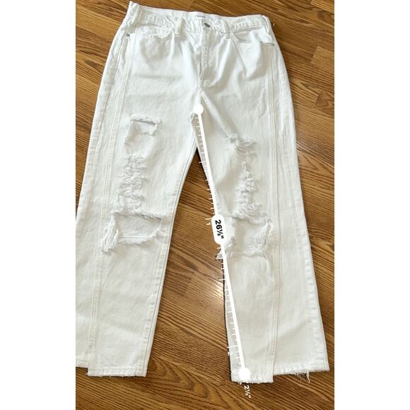 FRAME Le Jane WHITE  distressed high-rise straight-leg jeans size 30/US 8 - Picture 2 of 11
